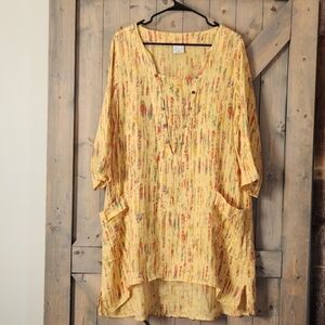 Click Color Me Cotton CMC Linen Shift Pocket Dress Size Large